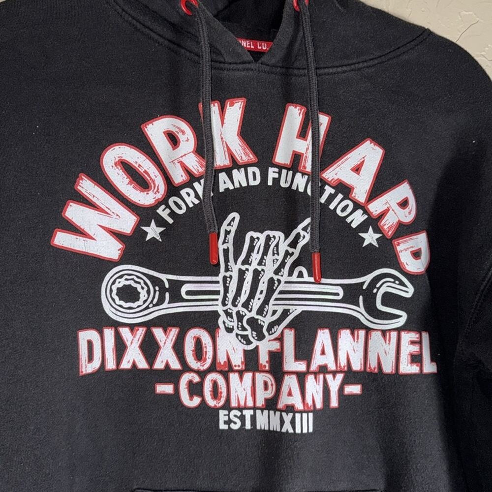 Dixxon black and red work hard graphic hoodie mens/unisex size small - Picture 2 of 6